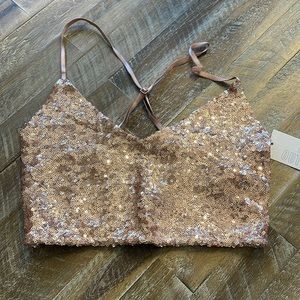 Urban Outfitters Rose Gold Sequin Bra Crop Top